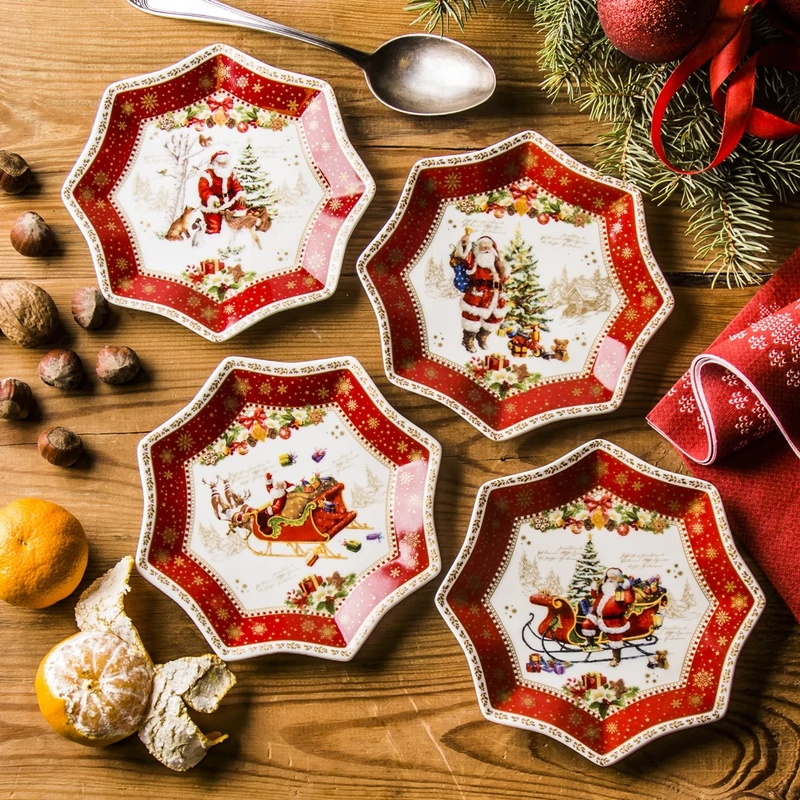 Csillag formájú karácsonyi porcelán desszertes tányér szett - Christmas Memories (Easy Life) 