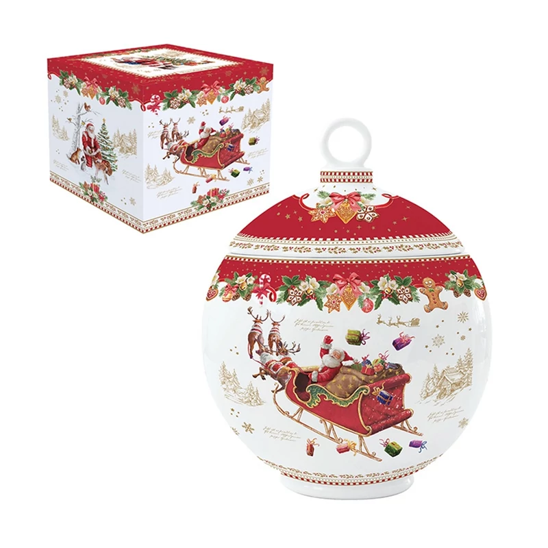 Porcelán keksztároló gömb - Christmas Memories (Easy Life) 18x23cm