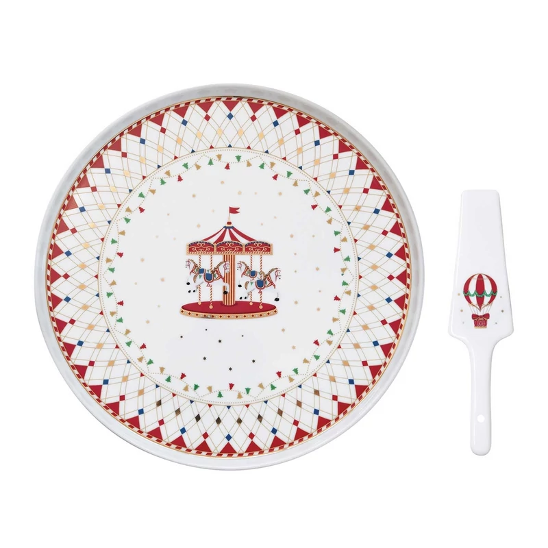 Karácsonyi porcelán tortatál lapáttal díszdobozban - Christmas Wonderland (Easy Life)