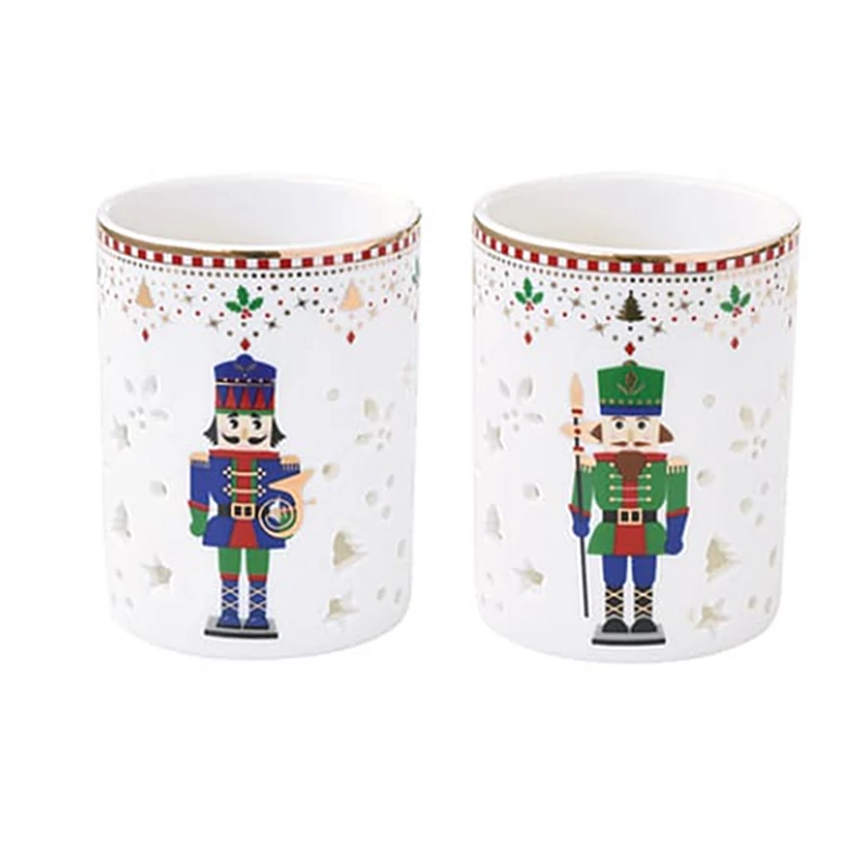 Karácsonyi porcelán mécsestartó szett - Diótörő - Nutcrackers (Easy Life) 2db-os