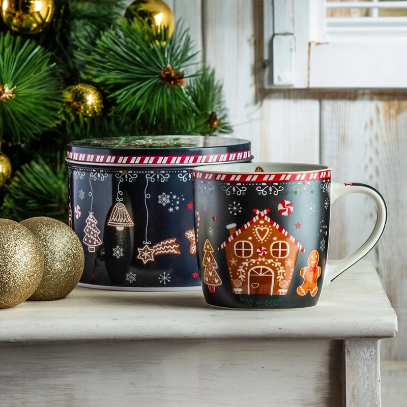 Mézeskalács karácsonyi porcelán bögre fémdobozban - Gingerbread (Easy Life) 350mld (Easy Life) 350ml