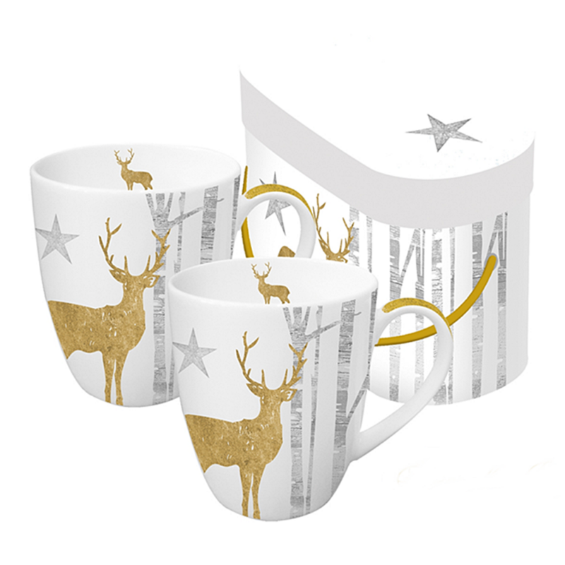 Karácsonyi porcelán bögre szett díszdobozban - Mystic Deer (PPD)