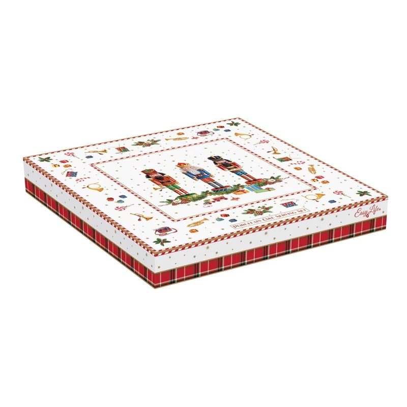 Karácsonyi porcelán tortatál lapáttal díszdobozban - Vintage diótörő (Easy Life)