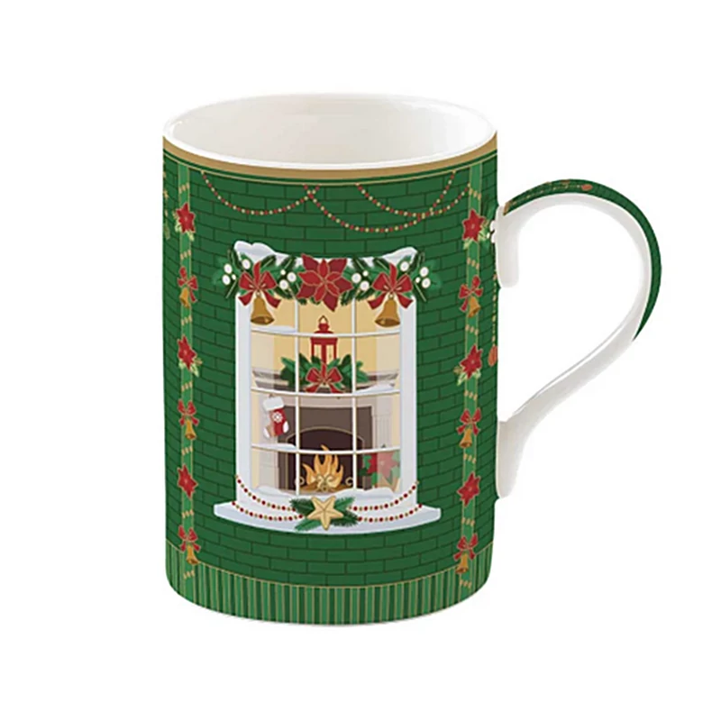 Karácsonyi porcelán bögre szett teatartóval díszdobozban - Festive Avenue Atmosphere (EasyLife) ife) 