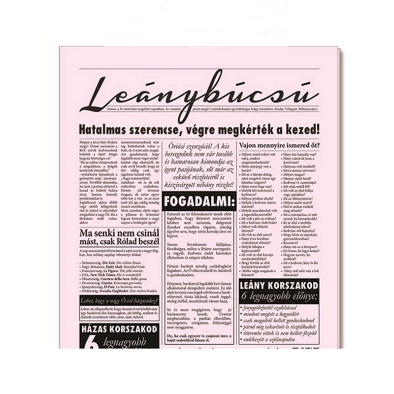 Leánybúcsú újság