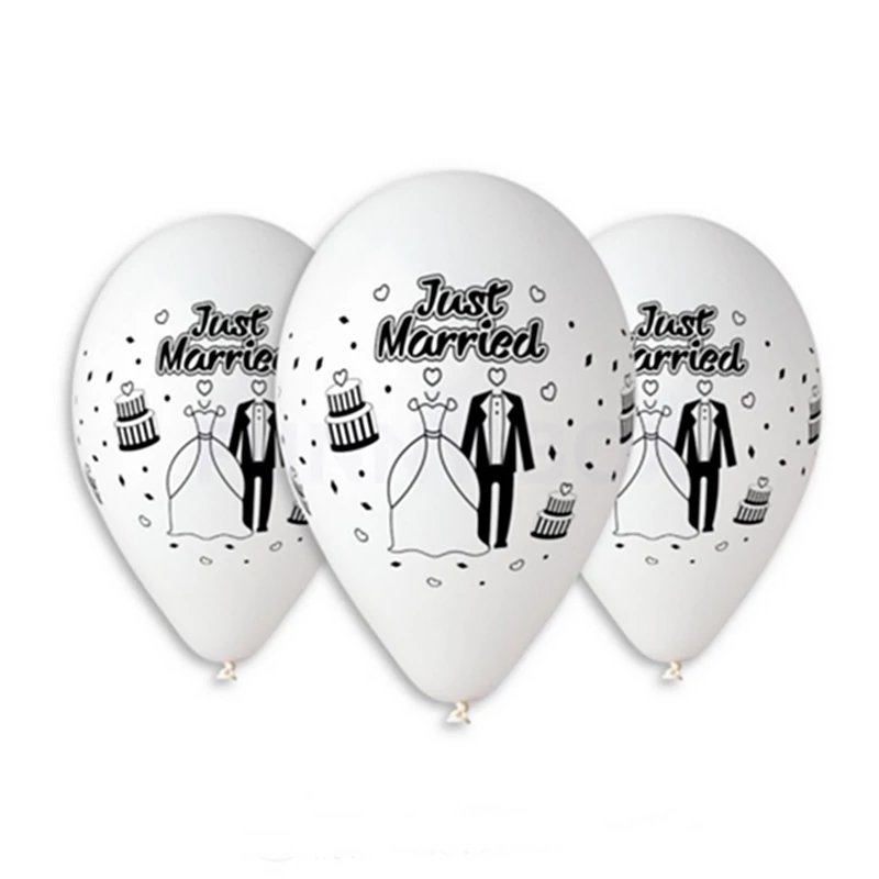 Just Married printelt léggömb (30cm) 10db-os