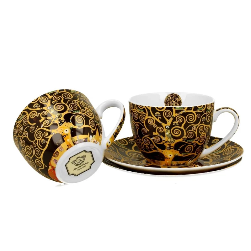 Klimt: Az élet fája - Kétszemélyes porcelán csésze tányérral (Duo Gift) 250ml 