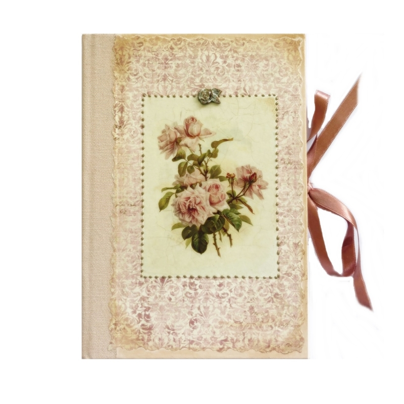 Vintage napló, receptfüzet - Rózsacsokor  (Hand Made)