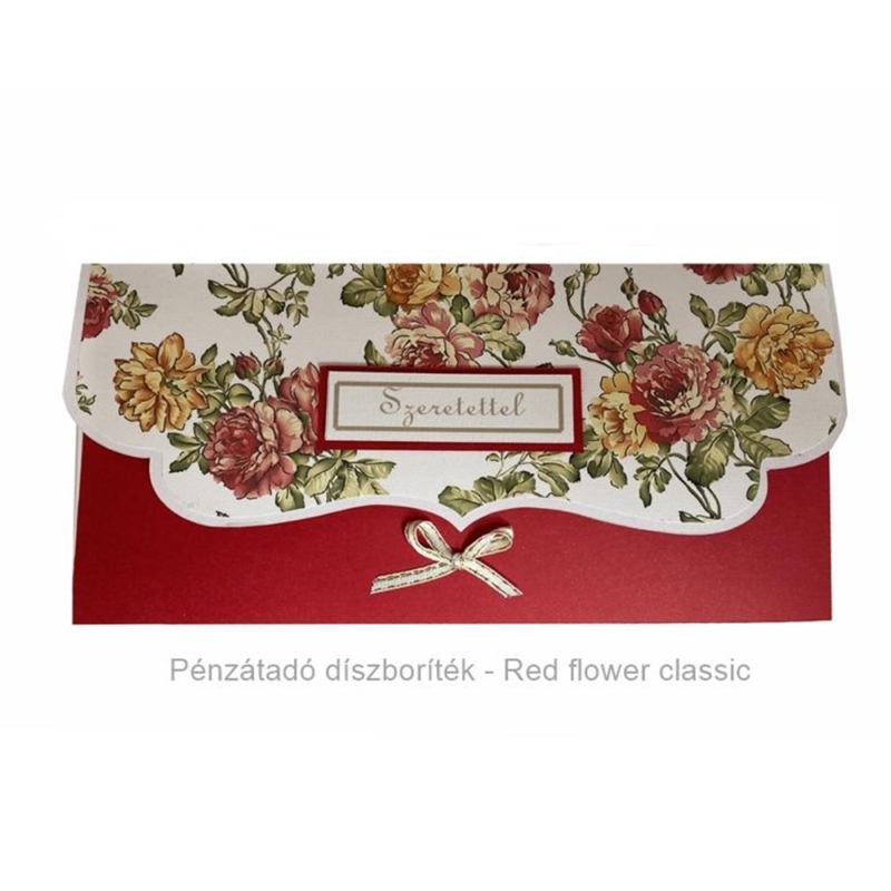 Pénzátadó boríték - Red flower classic (Hand Made)