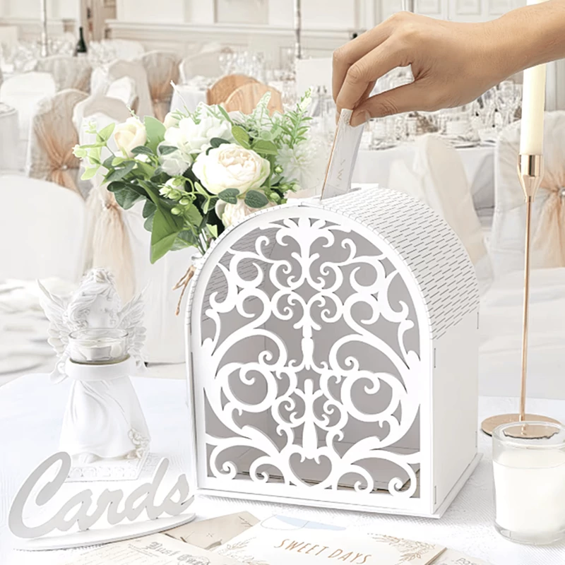 Esküvői pénzgyűjtő doboz fából (fehér)