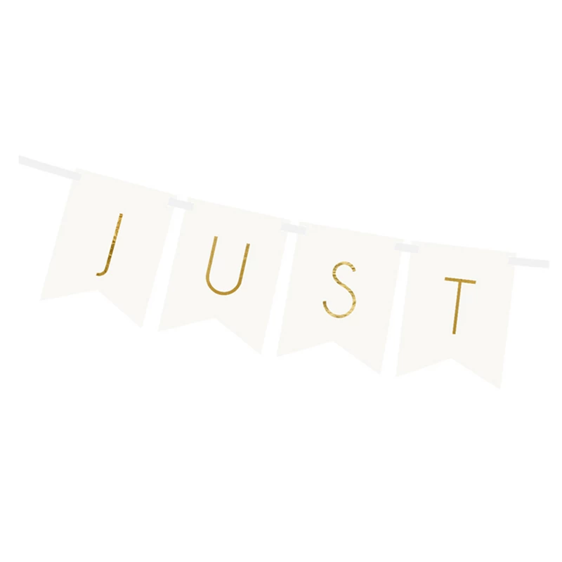  Just Married felirat - fehér banner arany betűkkel