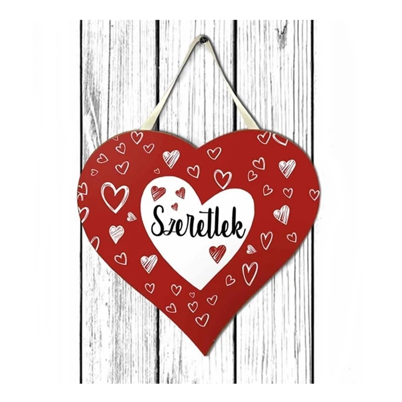 Szeretlek - szív alakú fatábla (Csupaszív)