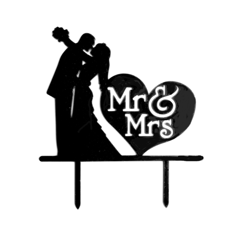 Sziluett esküvői tortadísz - Mr és Mrs