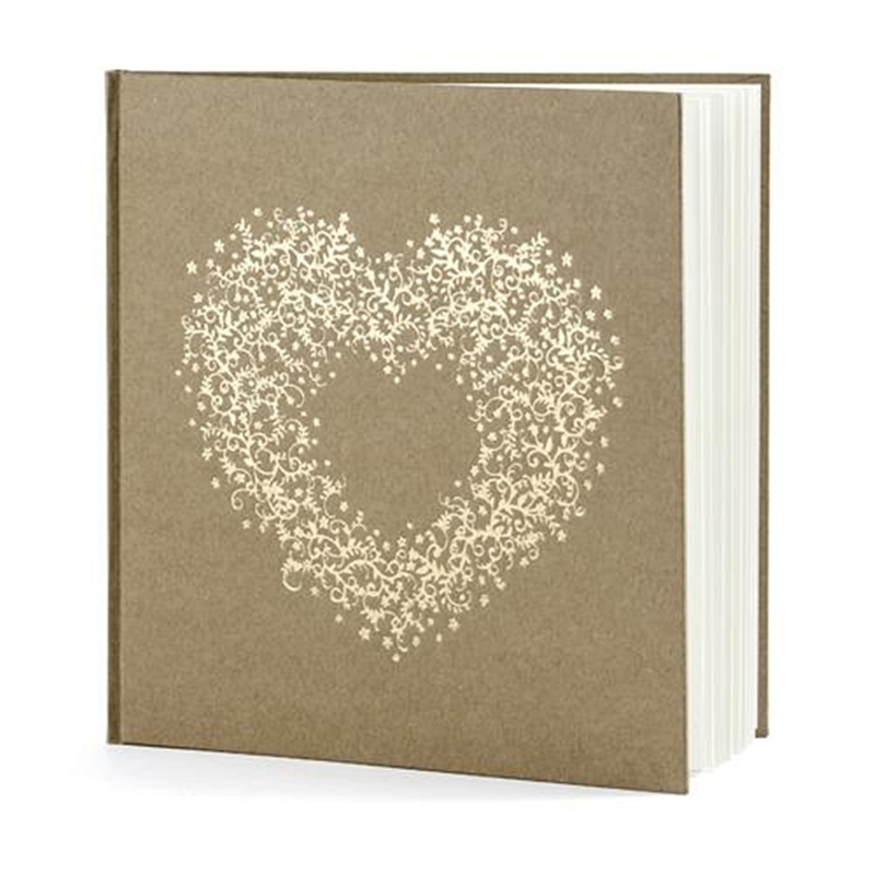 Esküvői vendégkönyv arany szívvel (Hand Made)