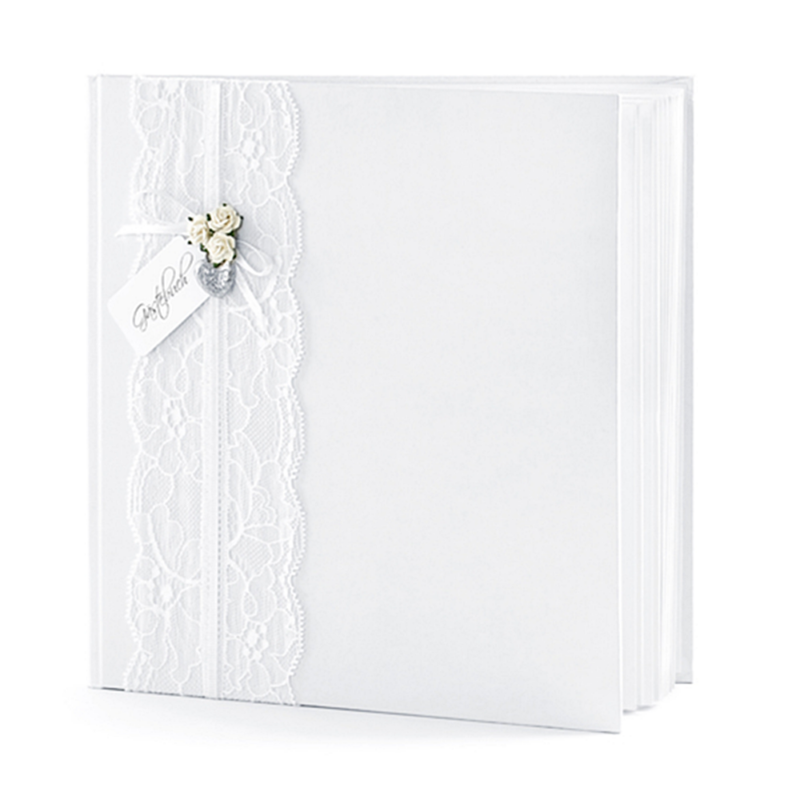 Esküvői vintage vendégkönyv - Fehér csipkével (Hand Made)